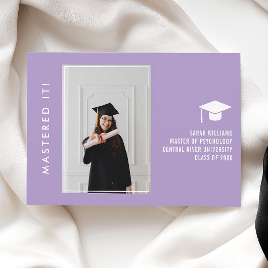 Modern Minimal Chic Masters Grad Announcement Card 案内状