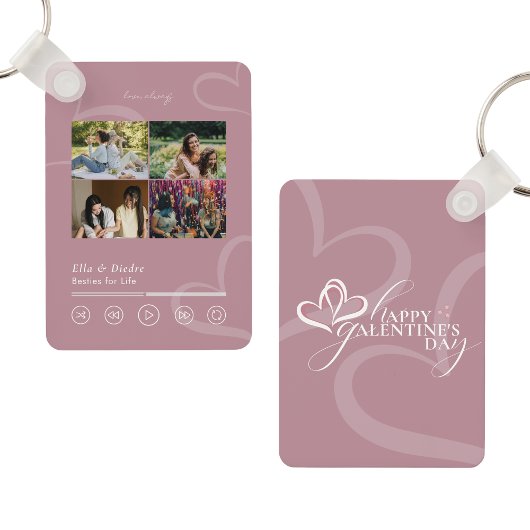 Modern Minimal Chic Music Player Photo Galentines キーホルダー