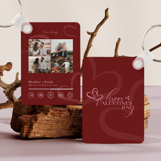 Modern Minimal Chic Music Player Photo Valentine's キーホルダー