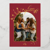 Modern Minimal Chic Red Typography Galentine 箔シーズンカード (正面)