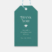 Modern Minimal Chic Script Graduation Party Teal ギフトタグ (正面)