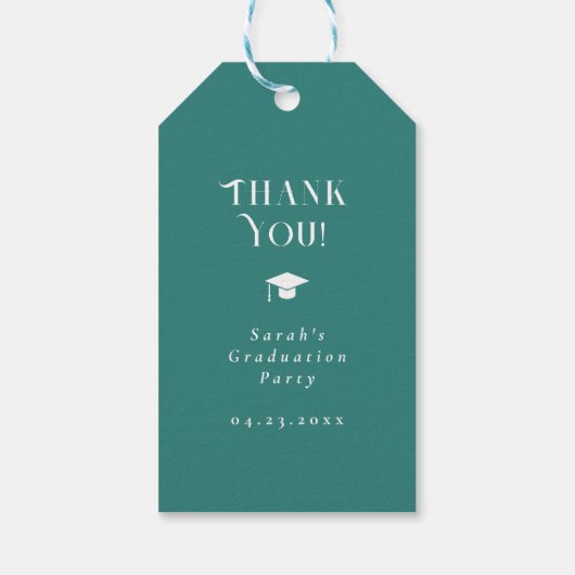 Modern Minimal Chic Script Graduation Party Teal ギフトタグ (裏面)
