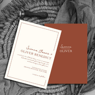 Modern Minimal Chic Terracotta Border Wedding  招待状