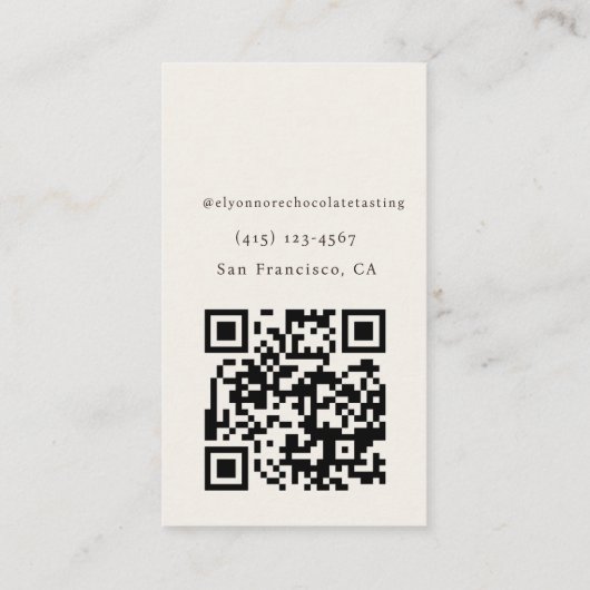 Modern Minimal Chocolate Tasting Qr Code 名刺 (裏面)