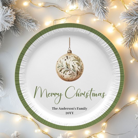 Modern Minimal Christmas Custom Family Paper Plate ペーパープレート