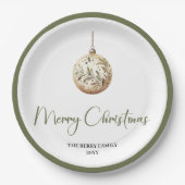 Modern Minimal Christmas Custom Family Paper Plate ペーパープレート (正面)