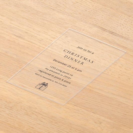 Modern Minimal Christmas Dinner アクリル招待状 (レイダウン)