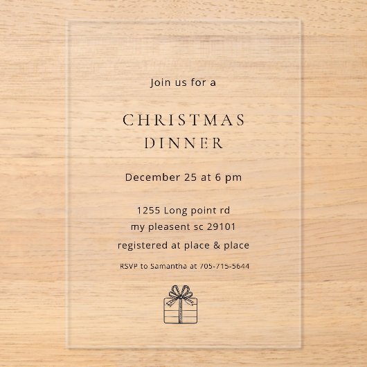 Modern Minimal Christmas Dinner アクリル招待状 (正面)