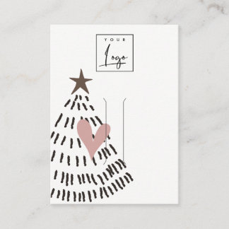 Modern Minimal Christmas Tree Heart Hairpin Logo 名刺