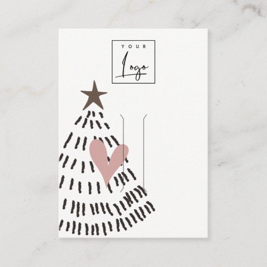 Modern Minimal Christmas Tree Heart Hairpin Logo 名刺 (正面)