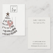 Modern Minimal Christmas Tree Heart Hairpin Logo 名刺 (正面/裏面)