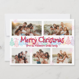 Modern Minimal Christmas Whimsical Doodle 5 Photo シーズンカード