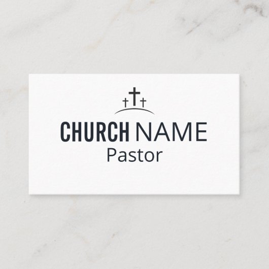 Modern Minimal Church Pastor Three Cross  名刺 (正面)
