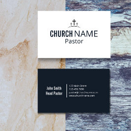 Modern Minimal Church Pastor Three Cross  名刺