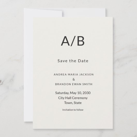 Modern Minimal City Hall Save the Date Card (正面)