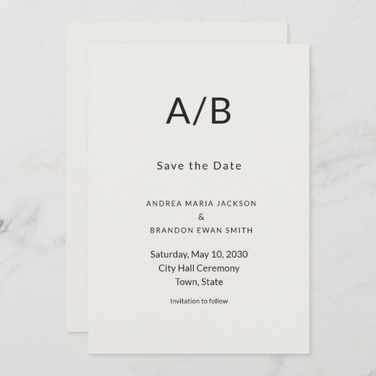 Modern Minimal City Hall Save the Date Card (正面/裏面)