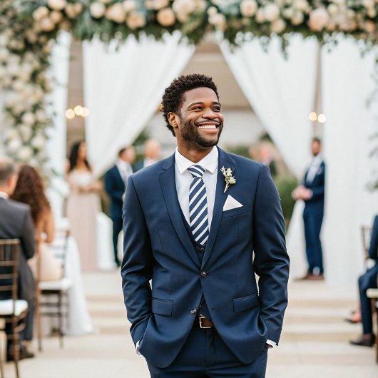 Modern Minimal Classic Formal Blue White Stripes ネクタイ