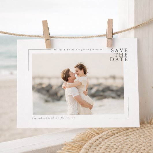 Modern Minimal Coastal Photo Wedding Save the Date セーブザデート