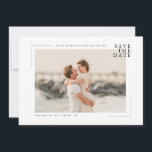 Modern Minimal Coastal Photo Wedding Save the Date セーブザデート<br><div class="desc">If you are hosting a beautiful seaside wedding, you need stationery to match. This modern minimal coastal photo save the date skips the busy graphics and lets your favorite picture steal the show, setting the perfect tone for your beach getaway. It frames your engagement photo with a cool, modern bracket...</div>
