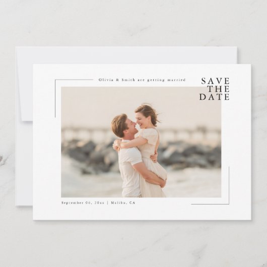 Modern Minimal Coastal Photo Wedding Save the Date セーブザデート (正面)