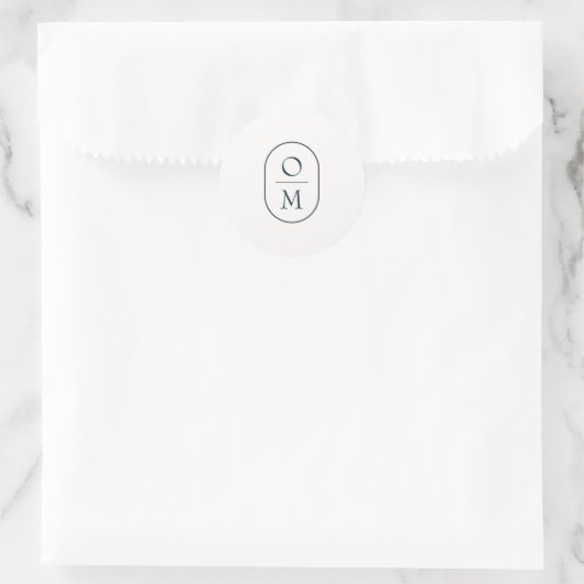 Modern Minimal Couple Monogram Wedding Sticker ラウンドシール (バッグ)