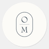Modern Minimal Couple Monogram Wedding Sticker ラウンドシール (正面)