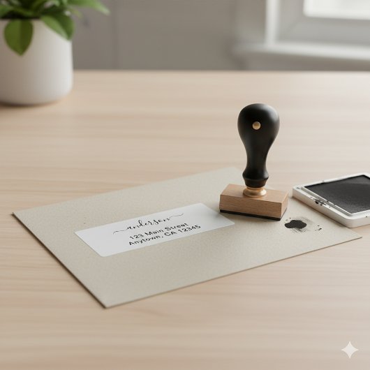 Modern Minimal Custom Address Wood Stamp Design ラバースタンプ