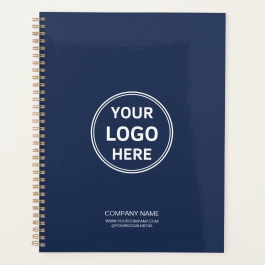 Modern Minimal Custom Logo QR Code Navy Blue プランナー手帳 (正面)