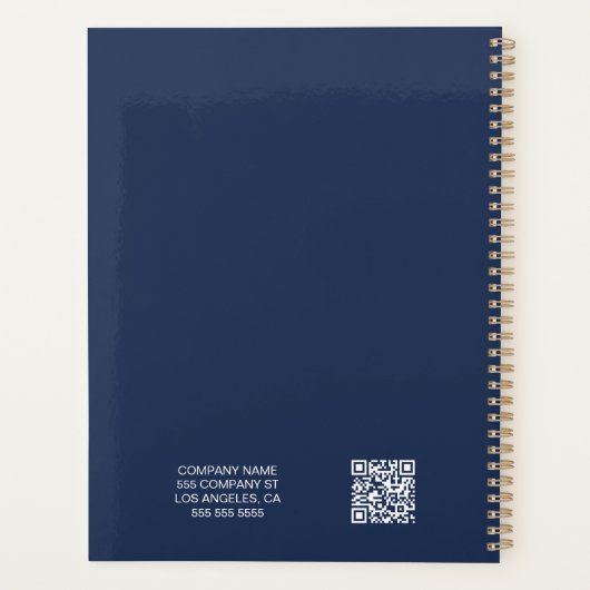 Modern Minimal Custom Logo QR Code Navy Blue プランナー手帳 (裏面)