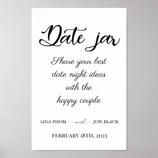 Modern Minimal Date Jar Bridal Shower Activity  ポスター (正面)