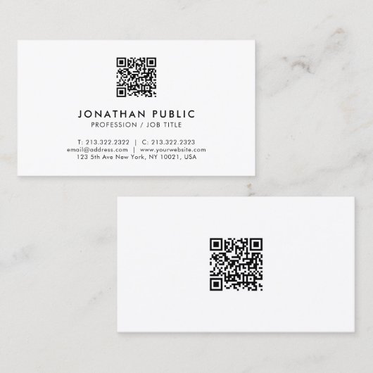 Modern Minimal Design Elegant Professional QR Code 名刺 (正面/裏面)