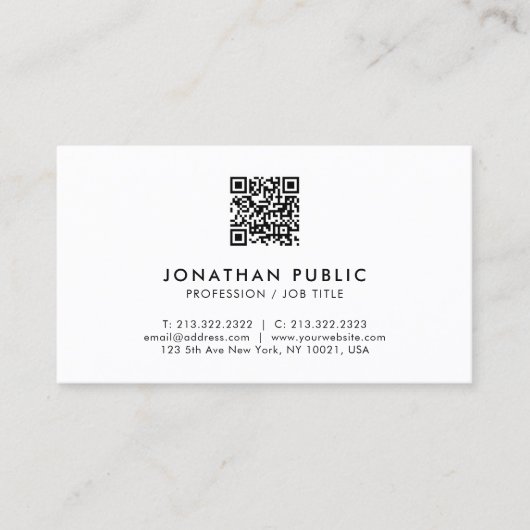 Modern Minimal Design Elegant Professional QR Code 名刺 (正面)