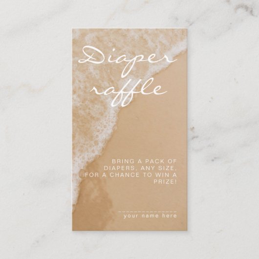 Modern Minimal Diaper Raffle Beach Baby Shower エンクロージャーカード (正面)