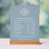 Modern Minimal Dusty Blue Business Opening Hours アクリルサイン (ニュートラル)
