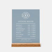 Modern Minimal Dusty Blue Business Opening Hours アクリルサイン (正面)