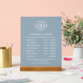 Modern Minimal Dusty Blue Business Opening Hours アクリルサイン (ウェディング)