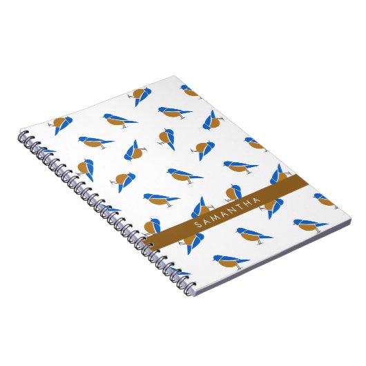 Modern Minimal Eastern Bluebird Pattern ノートブック (右側)