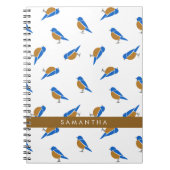 Modern Minimal Eastern Bluebird Pattern ノートブック (正面)