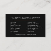 Modern Minimal Electrician Black Gold 名刺 (裏面)