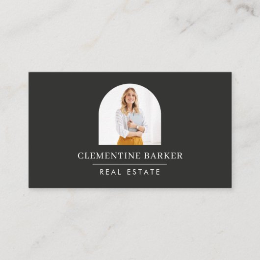 Modern minimal elegant beige simple arch photo 名刺 (正面)