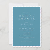 Modern Minimal Elegant French Blue Bridal Shower 招待状 (正面)
