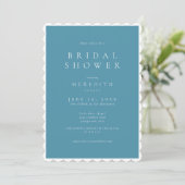 Modern Minimal Elegant French Blue Bridal Shower 招待状 (スタンド正面)