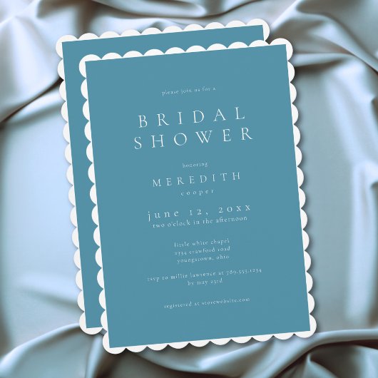 Modern Minimal Elegant French Blue Bridal Shower 招待状