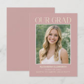 Modern Minimal Elegant Photo Blush Pink Graduation ポストカード (正面/裏面)
