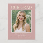 Modern Minimal Elegant Photo Blush Pink Graduation ポストカード (正面)