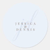 Modern Minimal Elegant Script Monogram Wedding ラウンドシール (正面)