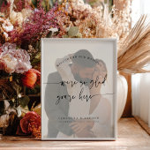 Modern Minimal Elegant Script Wedding Photo Sign ポスター