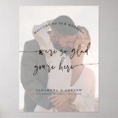 Modern Minimal Elegant Script Wedding Photo Sign ポスター (正面)