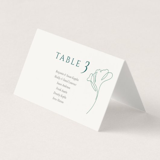Modern Minimal Emerald Ivory Wedding Place Cards (正面)