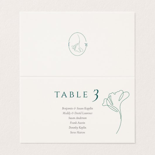 Modern Minimal Emerald Ivory Wedding Place Cards (外部フラット)